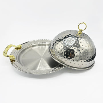 Large 28cm Mandi Rice BBQ Serving Platter-Stainless Steel